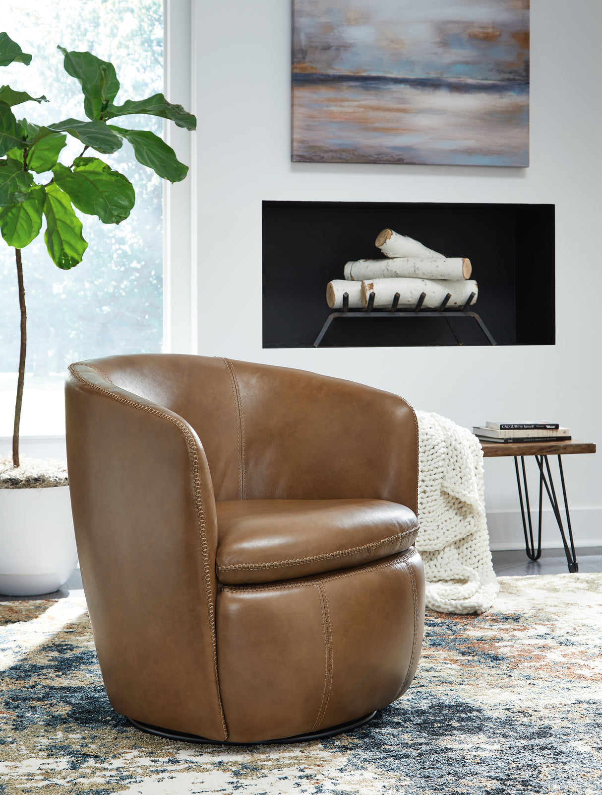 Furniture City - MS - Ashley Furniture - Kierreys Swivel Accent Chair - Swivel Accent Chair / Caramel - A3000700