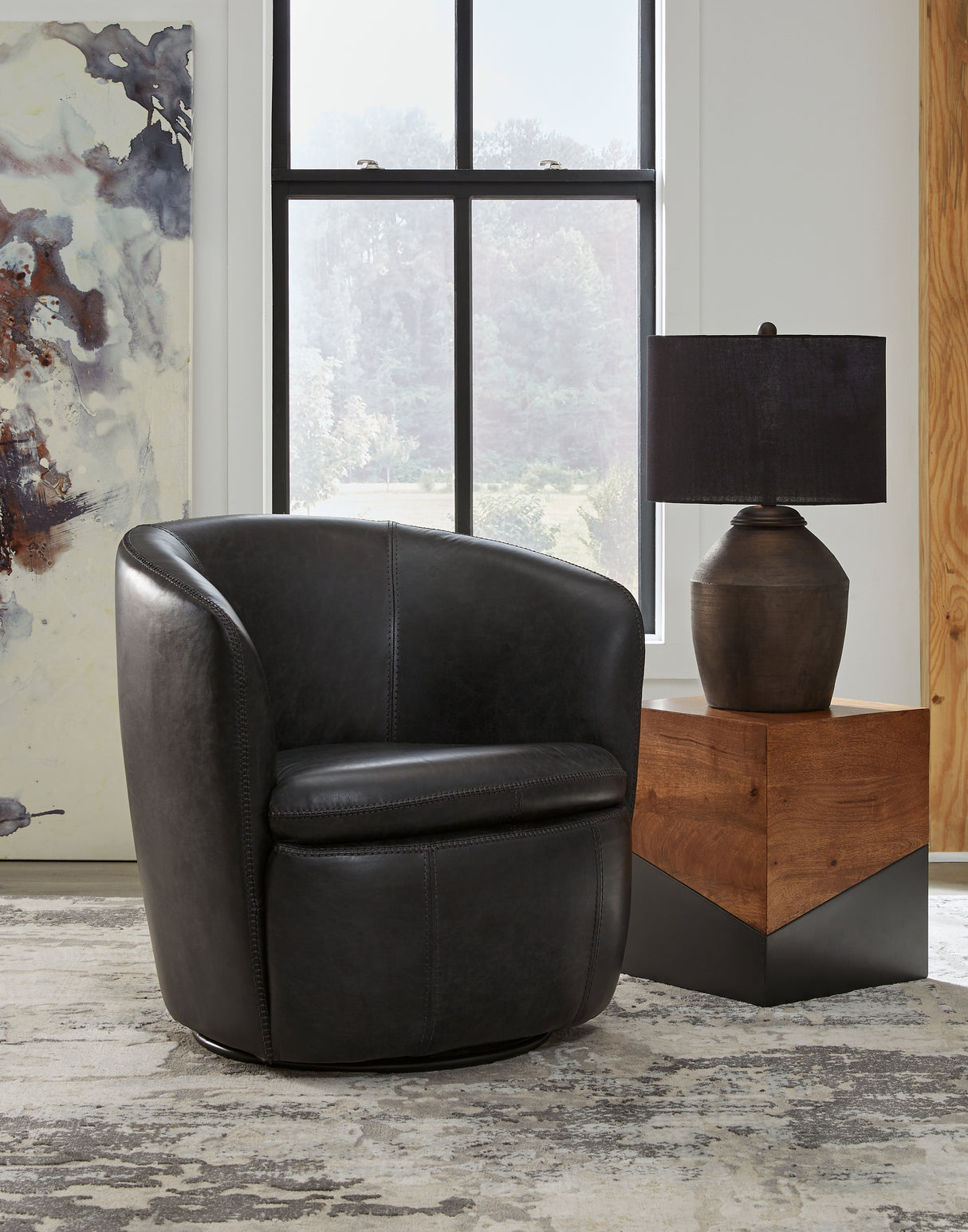 Furniture City - MS - Ashley Furniture - Kierreys Swivel Accent Chair - Swivel Accent Chair / Midnight - A3000702