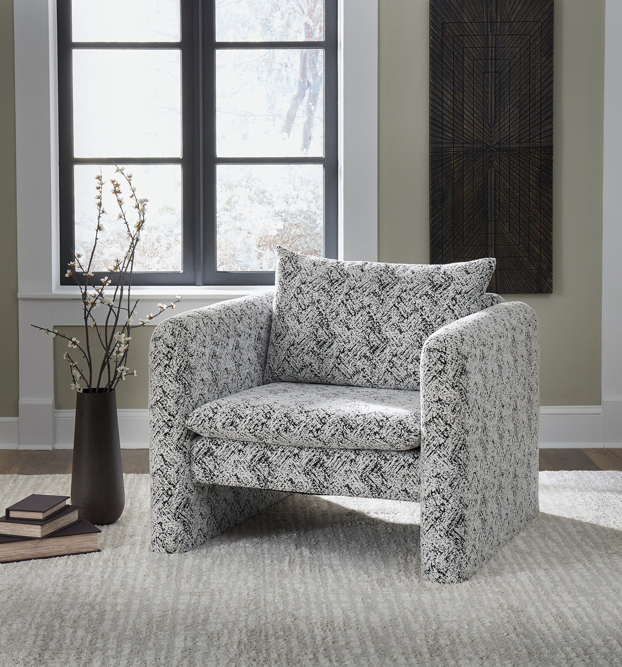 Furniture City - MS - Ashley Furniture - Kenbell Accent Chair - Accent Chair / Black/White - A3000705