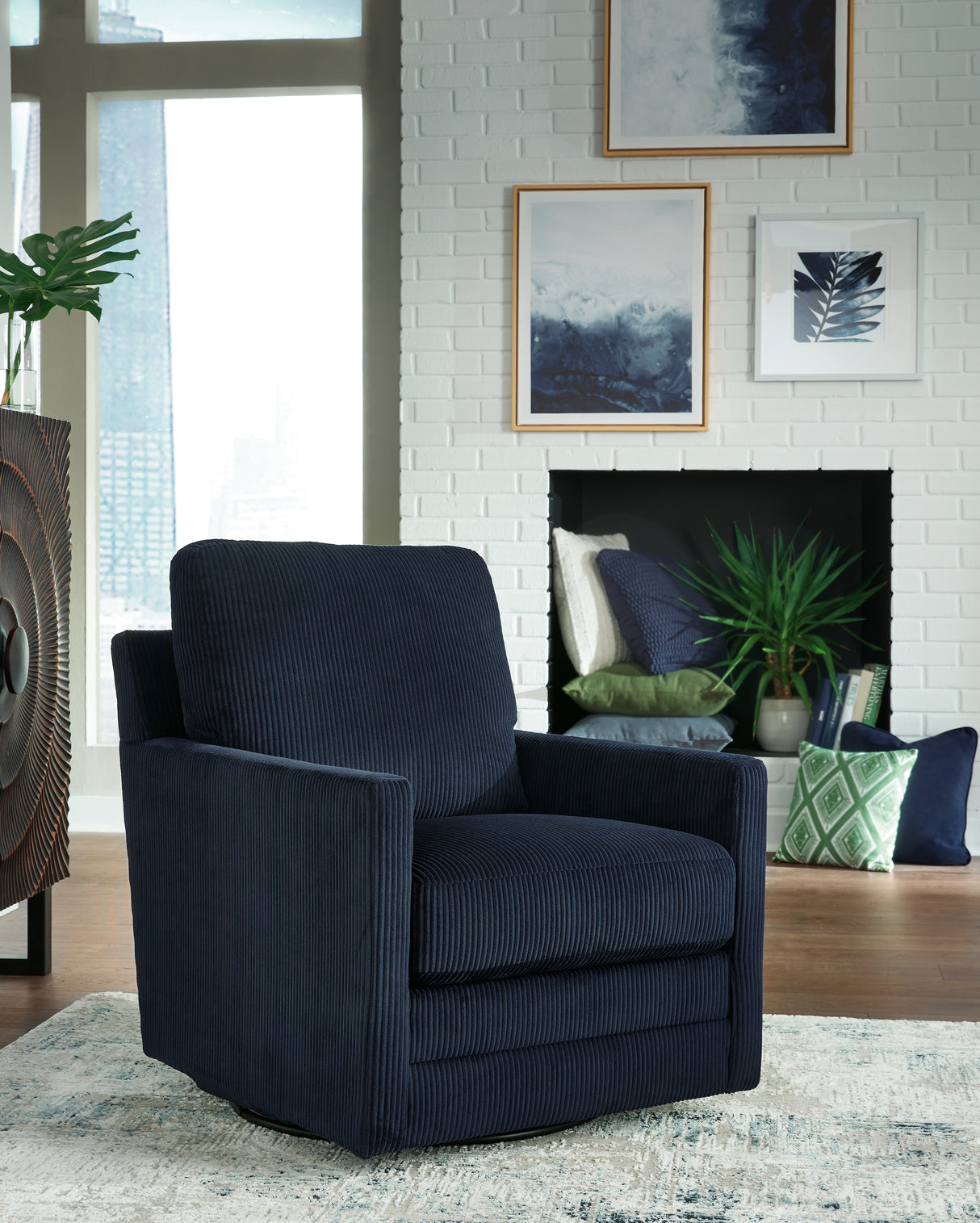 Furniture City - MS - Ashley Furniture - Icaman Swivel Accent Chair - Swivel Accent Chair / Navy - A3000727