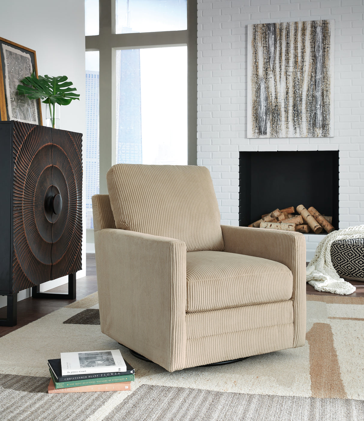 Furniture City - MS - Ashley Furniture - Icaman Swivel Accent Chair - Swivel Accent Chair / Sand - A3000728