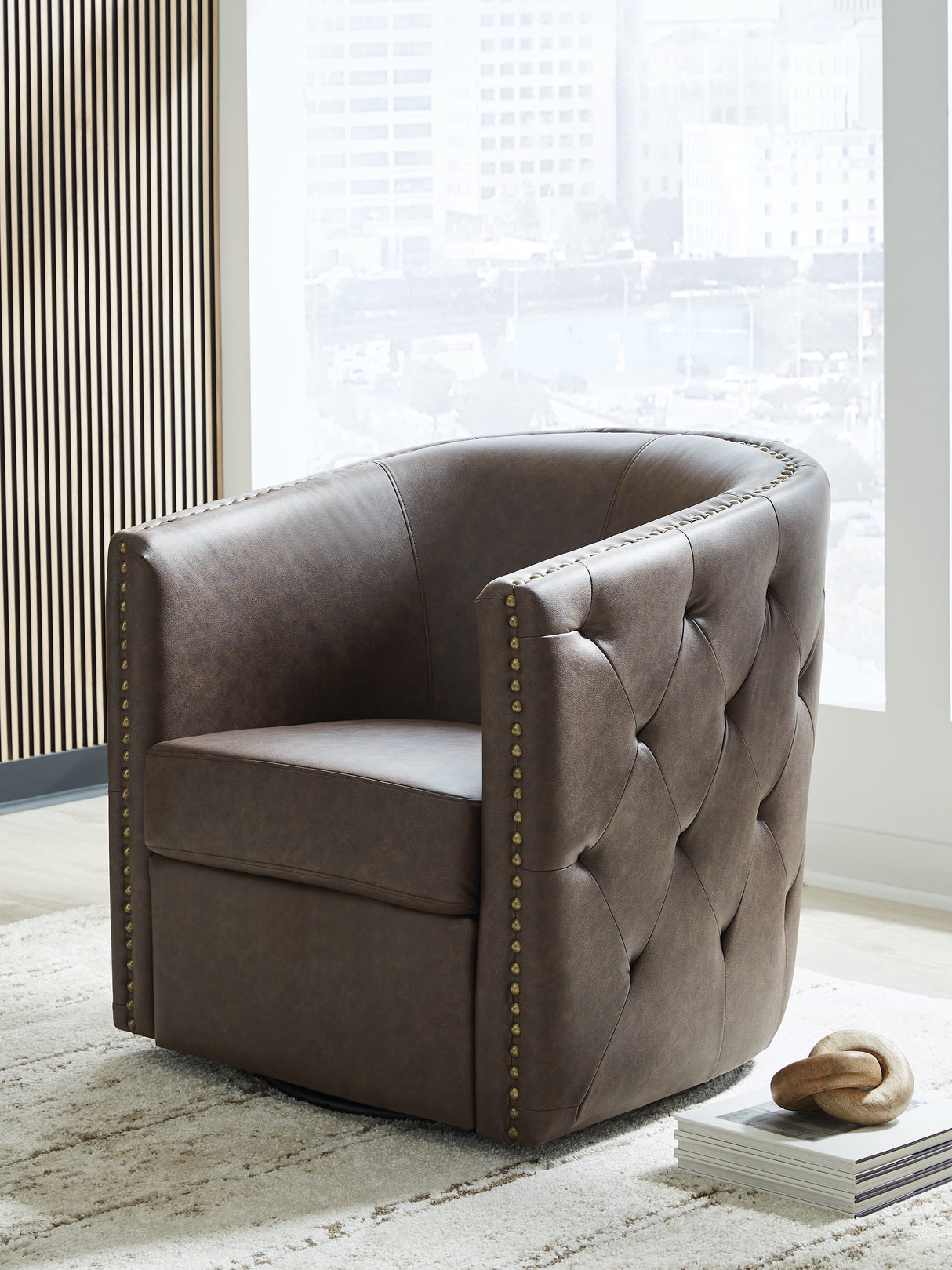 Furniture City - MS - Ashley Furniture - Brentlow Swivel Accent Chair - Swivel Accent Chair / Granite - A3000741