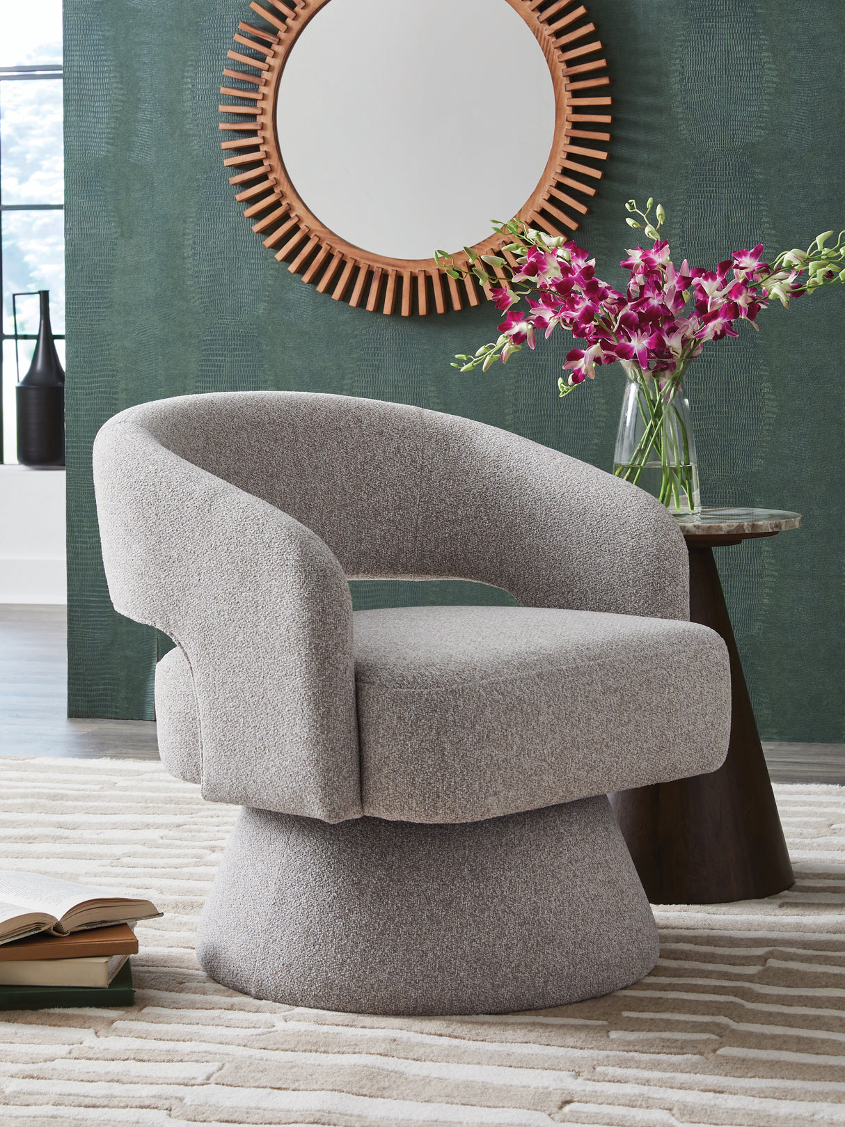 Furniture City - MS - Ashley Furniture - Nashkins Swivel Accent Chair - Swivel Accent Chair / Pebble - A3000757