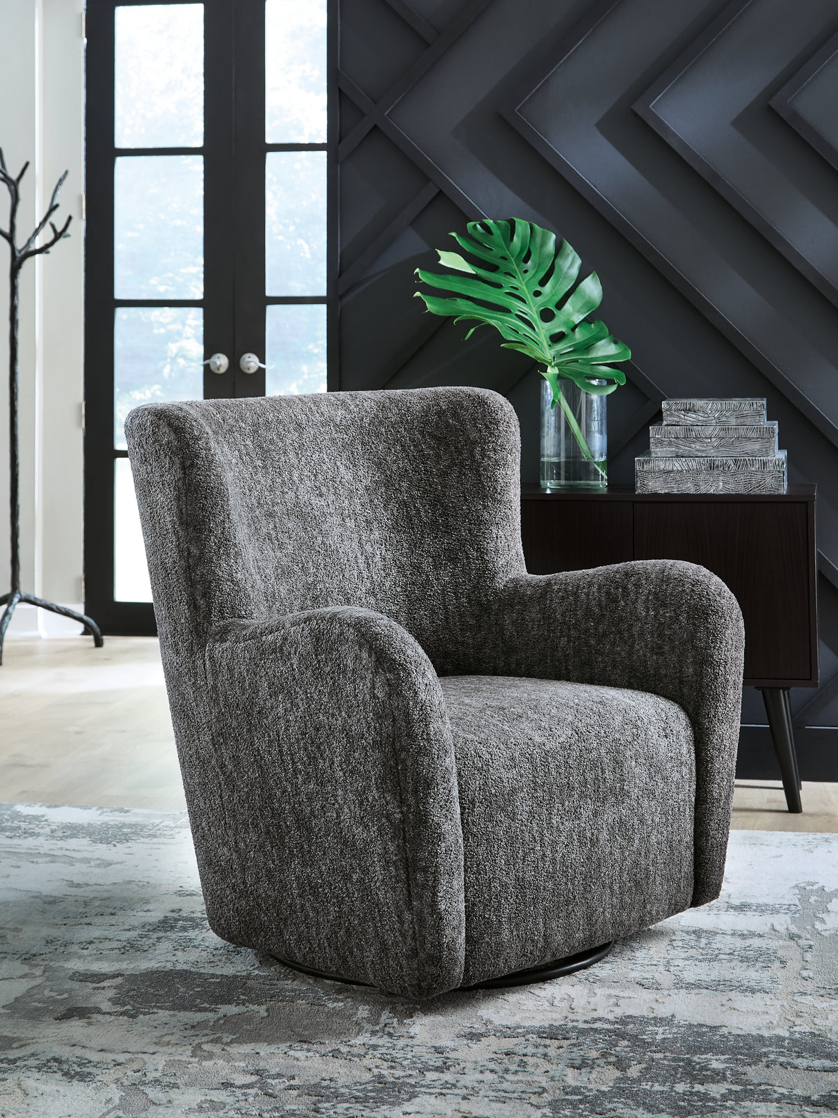 Furniture City - MS - Ashley Furniture - Rowenburg Swivel Glider Accent Chair - Swivel Glider Accent Chair / Heather Charcoal - A3000796