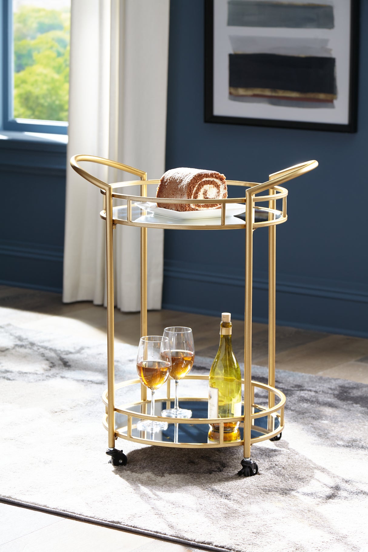 Furniture City - MS - Ashley Furniture - Wynora Bar Cart - Bar Cart / Gold - A4000099