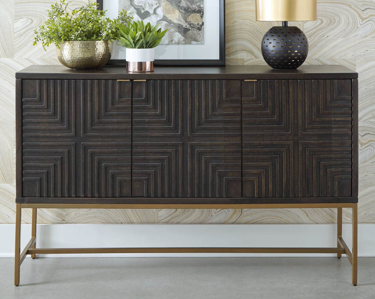 Furniture City - MS - Ashley Furniture - Elinmore Accent Cabinet - Accent Cabinet / Brown/Gold Finish - A4000316