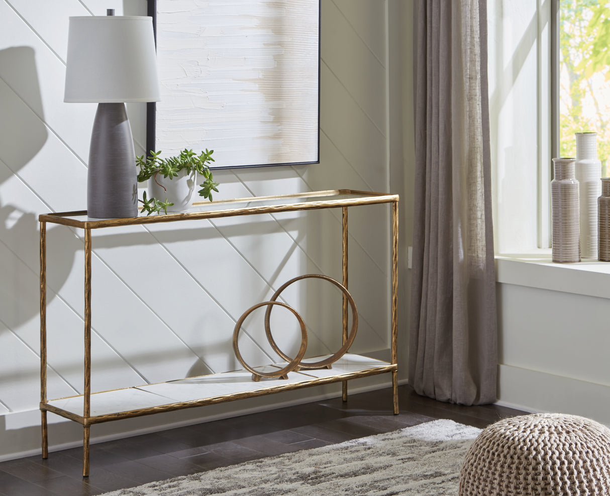 Furniture City - MS - Ashley Furniture - Ryandale Console Sofa Table - Console Sofa Table / Antique Brass Finish - A4000443