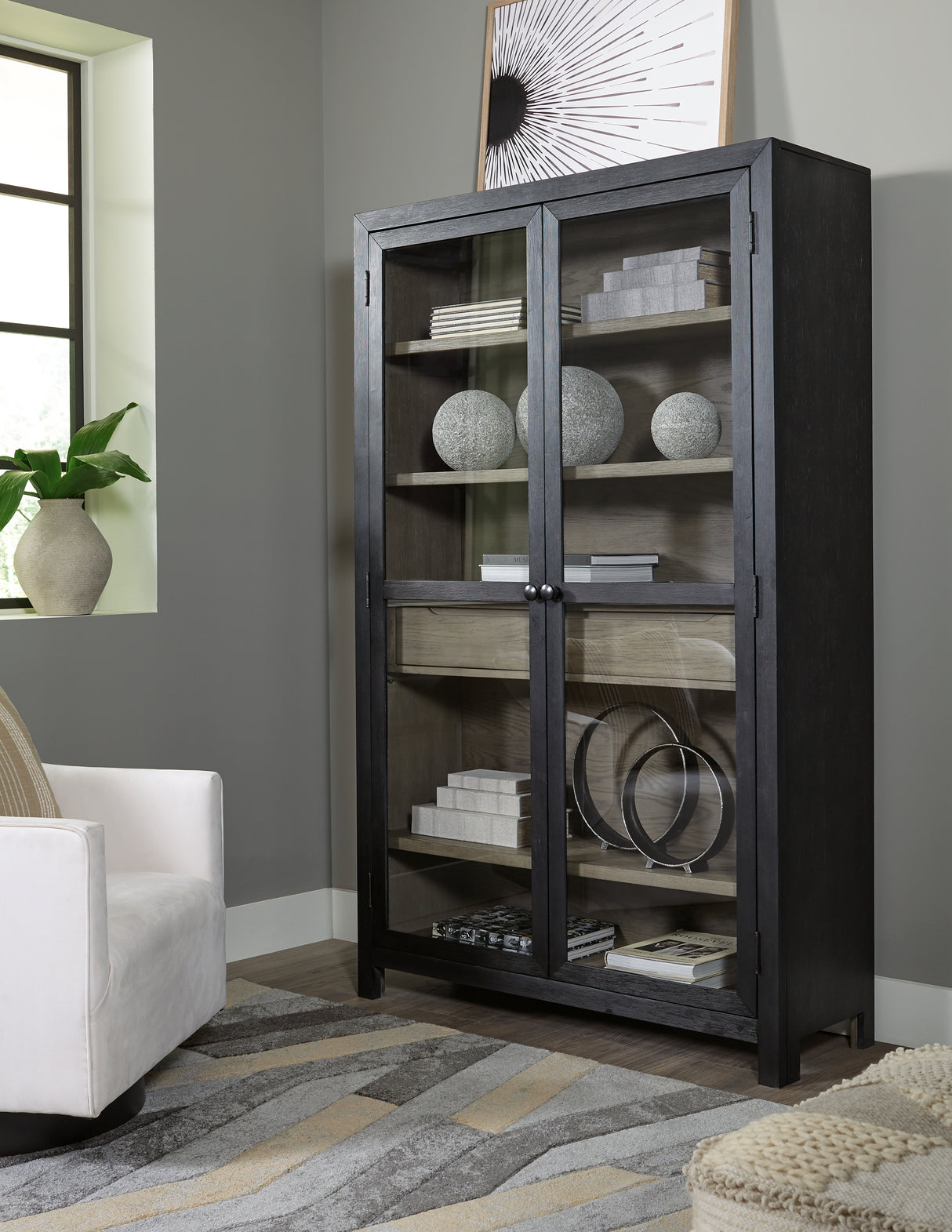 Furniture City - MS - Ashley Furniture - Lenston Accent Cabinet - Accent Cabinet / Black/Gray - A4000507