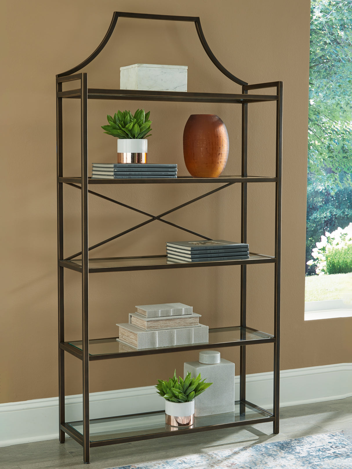 Furniture City - MS - Ashley Furniture - Bernonly Bookcase - Bookcase / Antique Bronze Finish - A4000556