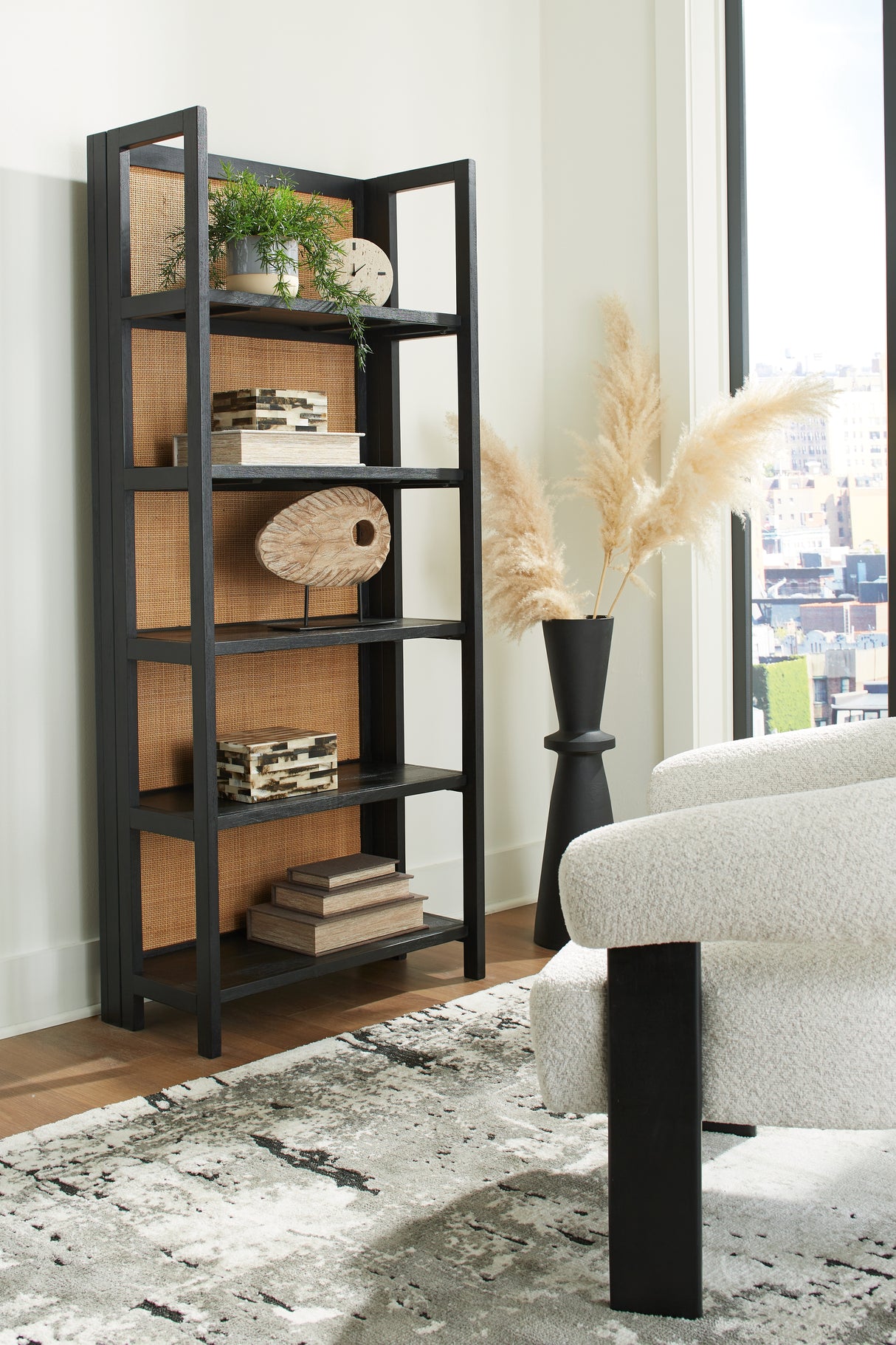Furniture City - MS - Ashley Furniture - Abyard Bookcase - Bookcase / Black/Natural - A4000574