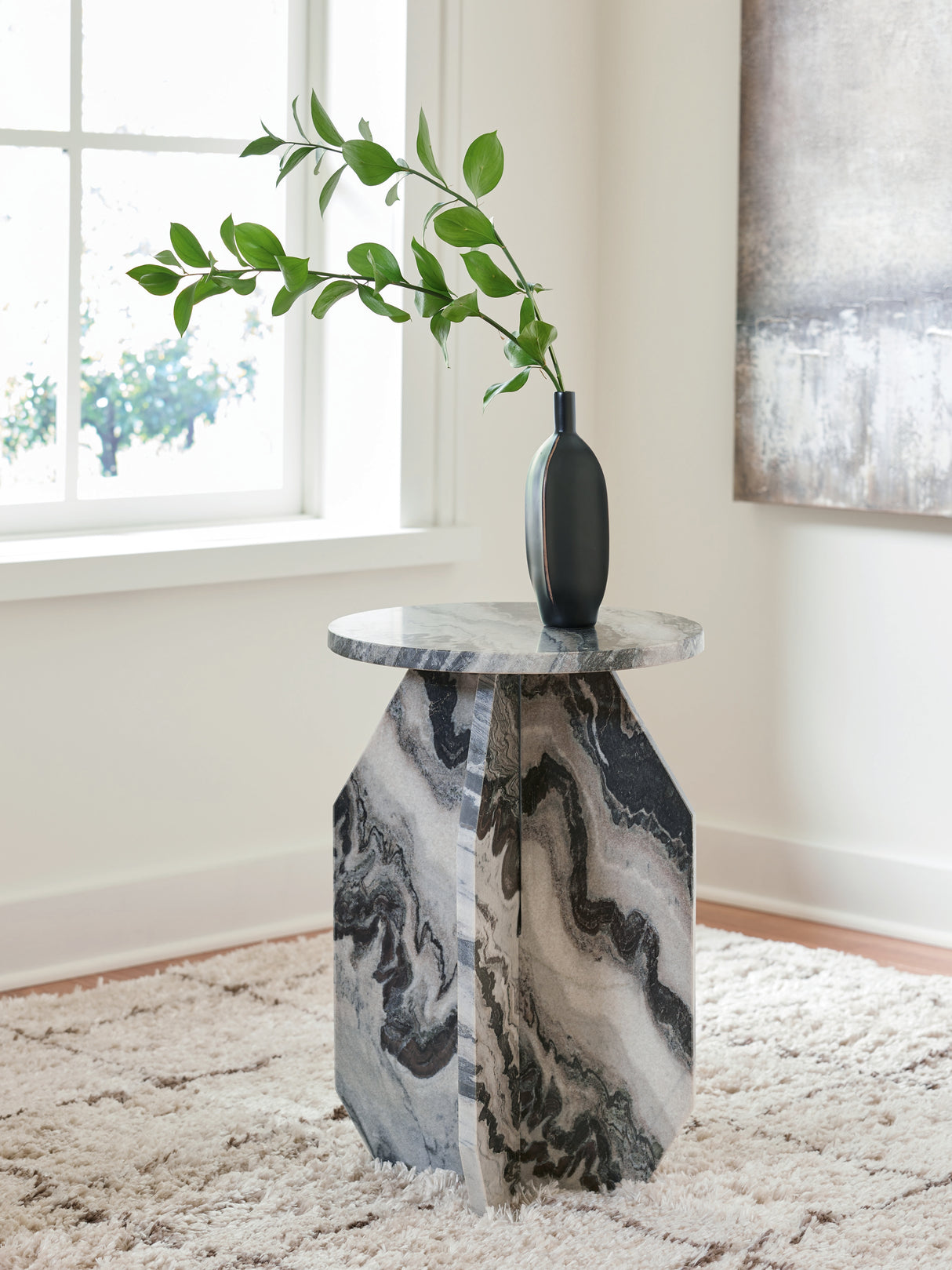 Furniture City - MS - Ashley Furniture - Wrenlane Accent Table - Accent Table / Black/White/Taupe - A4000646