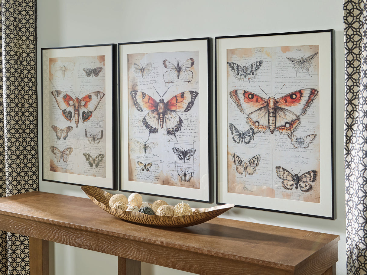 Furniture City - MS - Ashley Furniture - Jossletts Wall Decor - Wall Art Set (3/CN) / Orange/Black/Ivory - A8000490