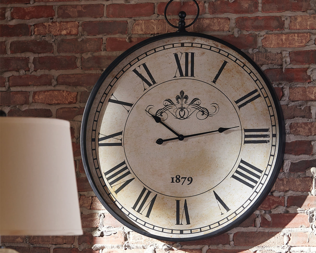 Furniture City - MS - Ashley Furniture - Augustina Wall Decor - Wall Clock / Antique Black - A8010110