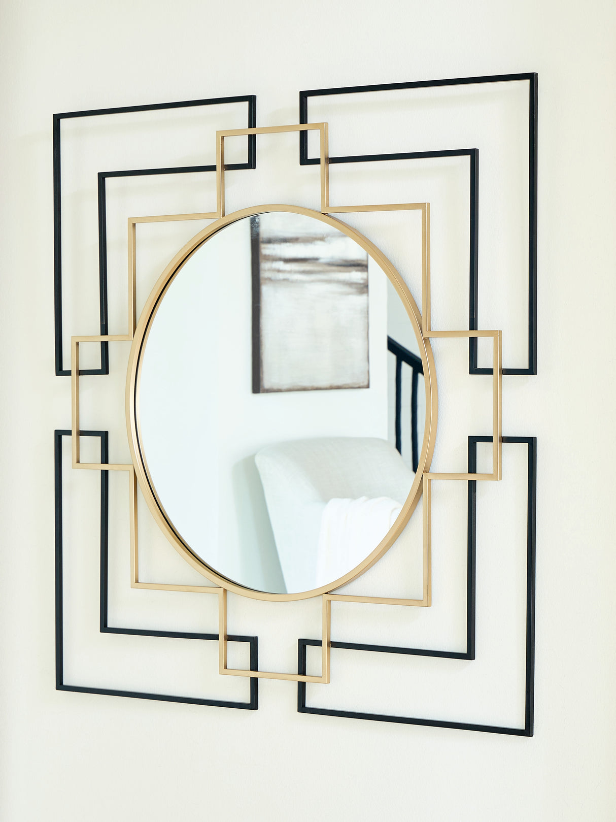 Furniture City - MS - Ashley Furniture - Oceanal Mirror - Accent Mirror / Black/Gold Finish - A8010394