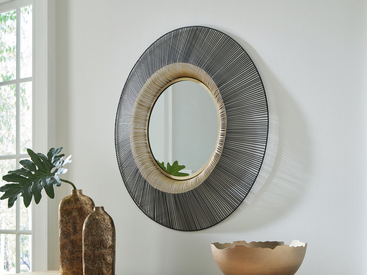 Furniture City - MS - Ashley Furniture - Dallmen Mirror - Accent Mirror / Black/Gold Finish - A8010407