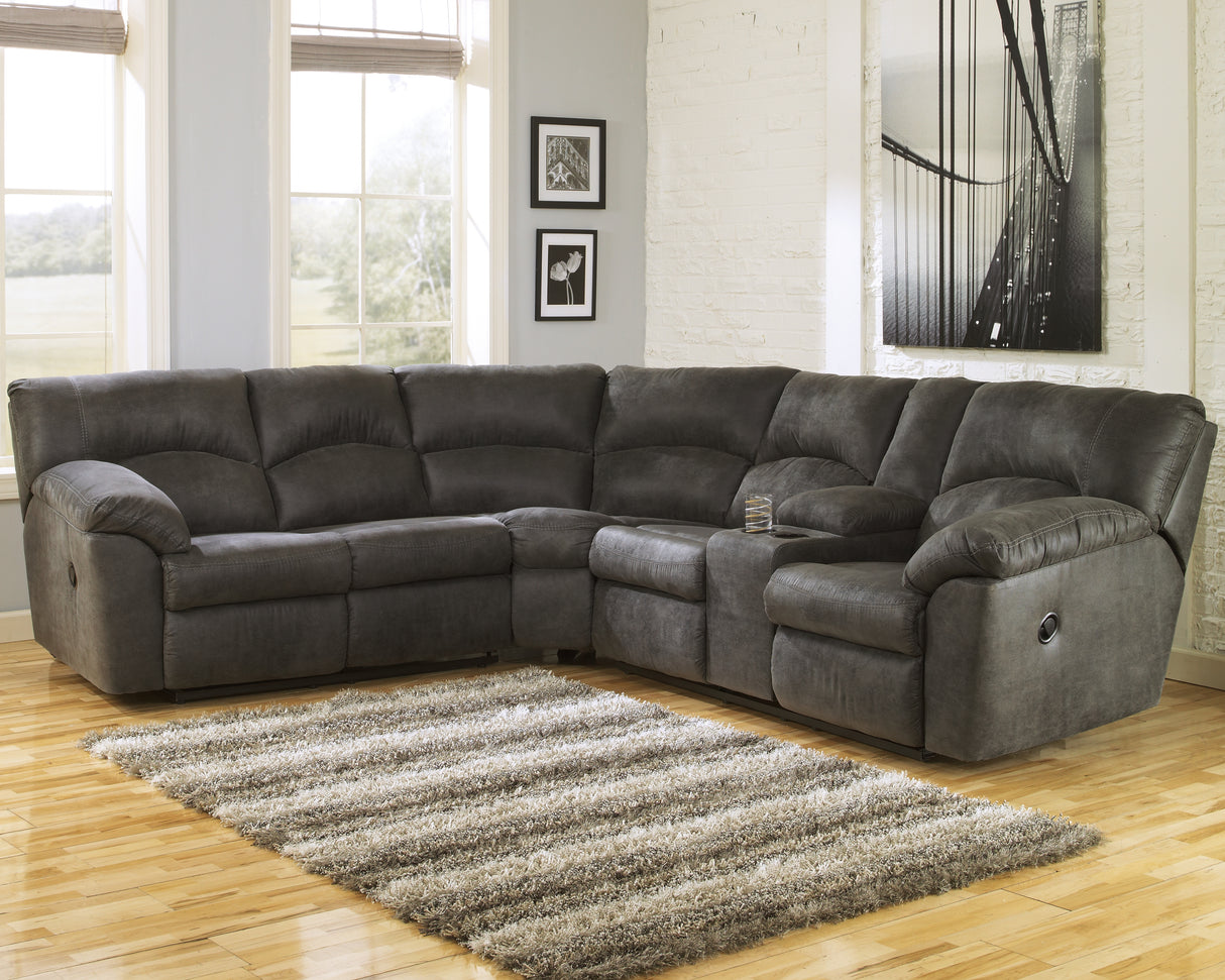 Furniture City - MS - Ashley Furniture - Tambo Sectional - 2-Piece Reclining Sectional / Pewter - 27801S1