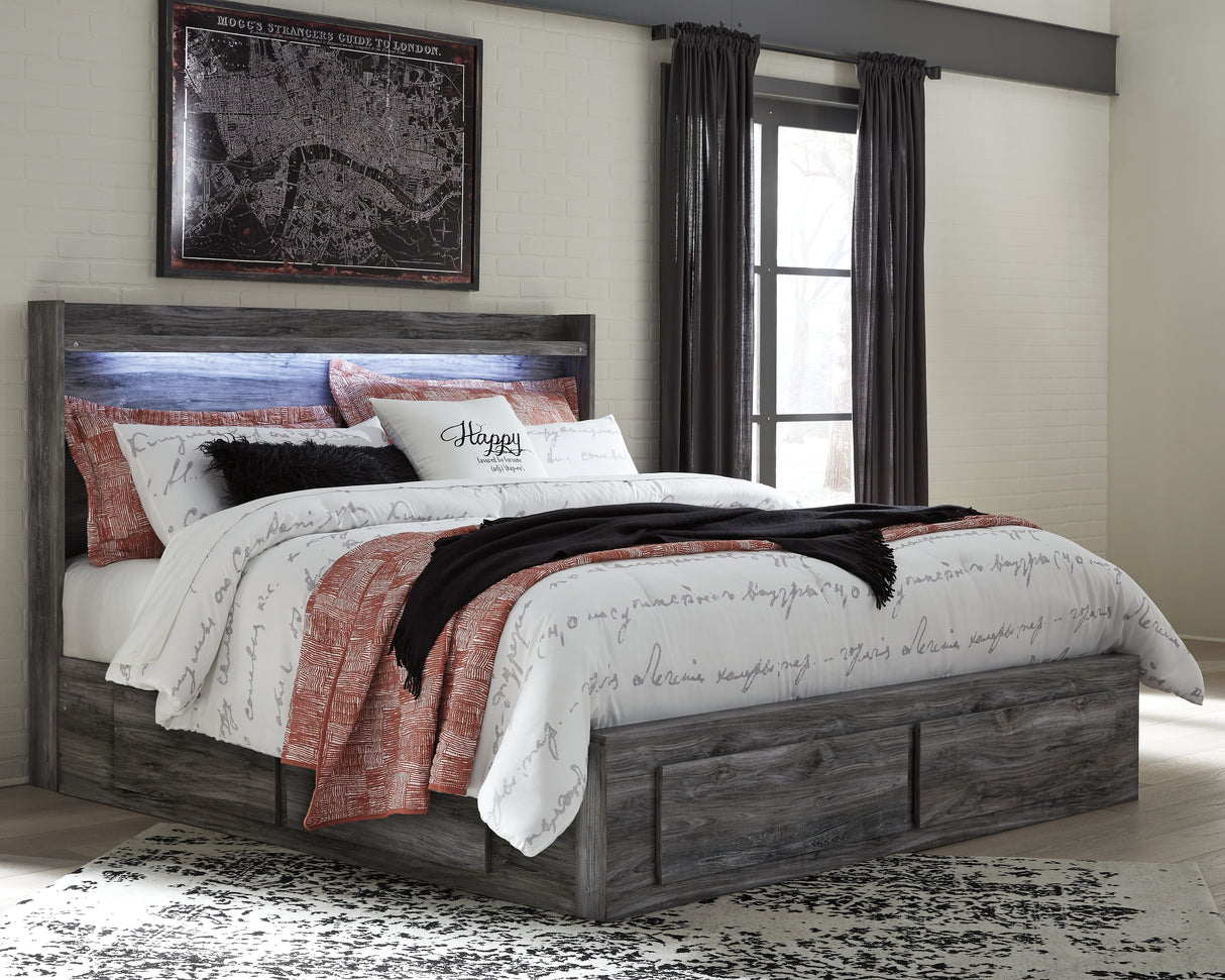 Furniture City - MS - Ashley Furniture - Baystorm Bedroom - King Panel Bed with 4 Storage Drawers / Gray - B221B15