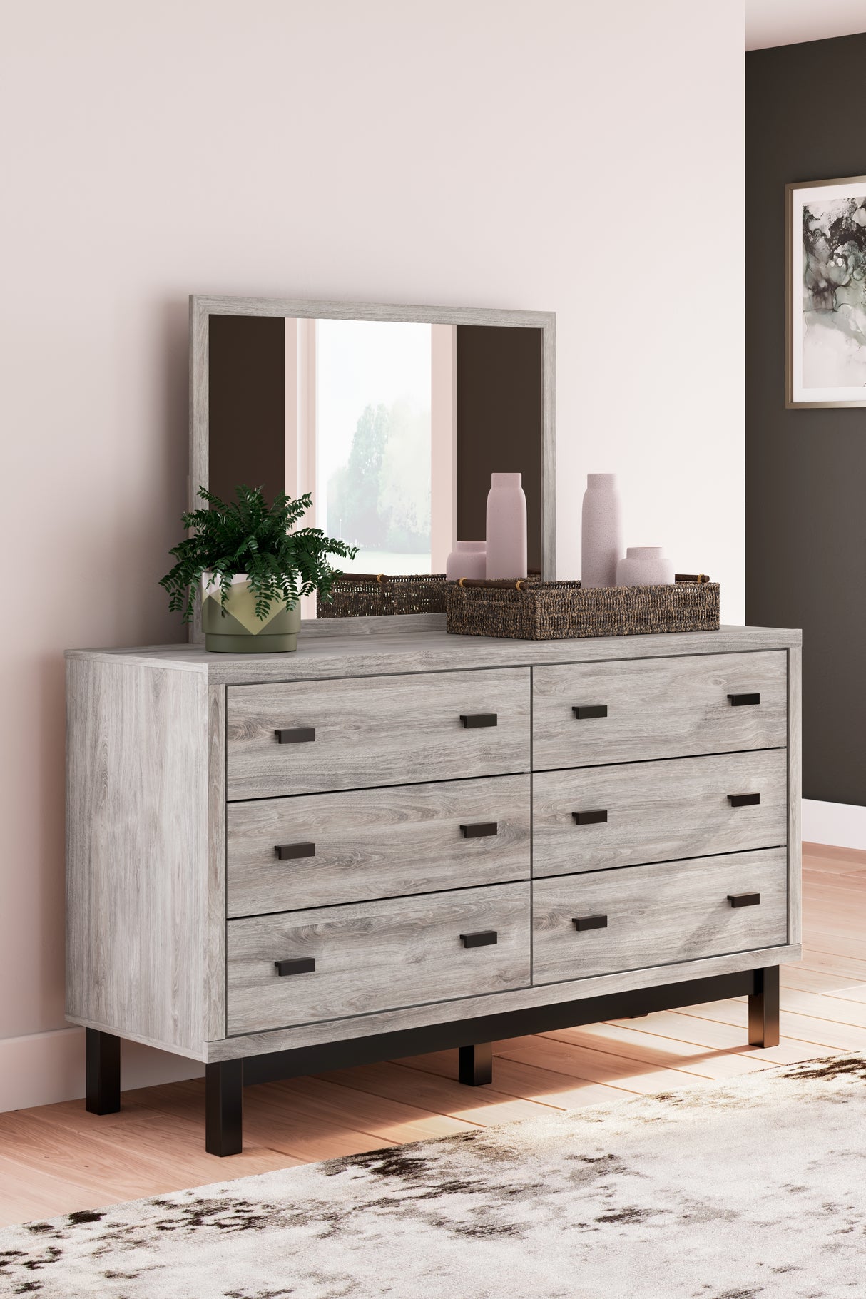 Furniture City - MS - Ashley Furniture - Vessalli Bedroom - Dresser and Mirror / Gray - B1036B1