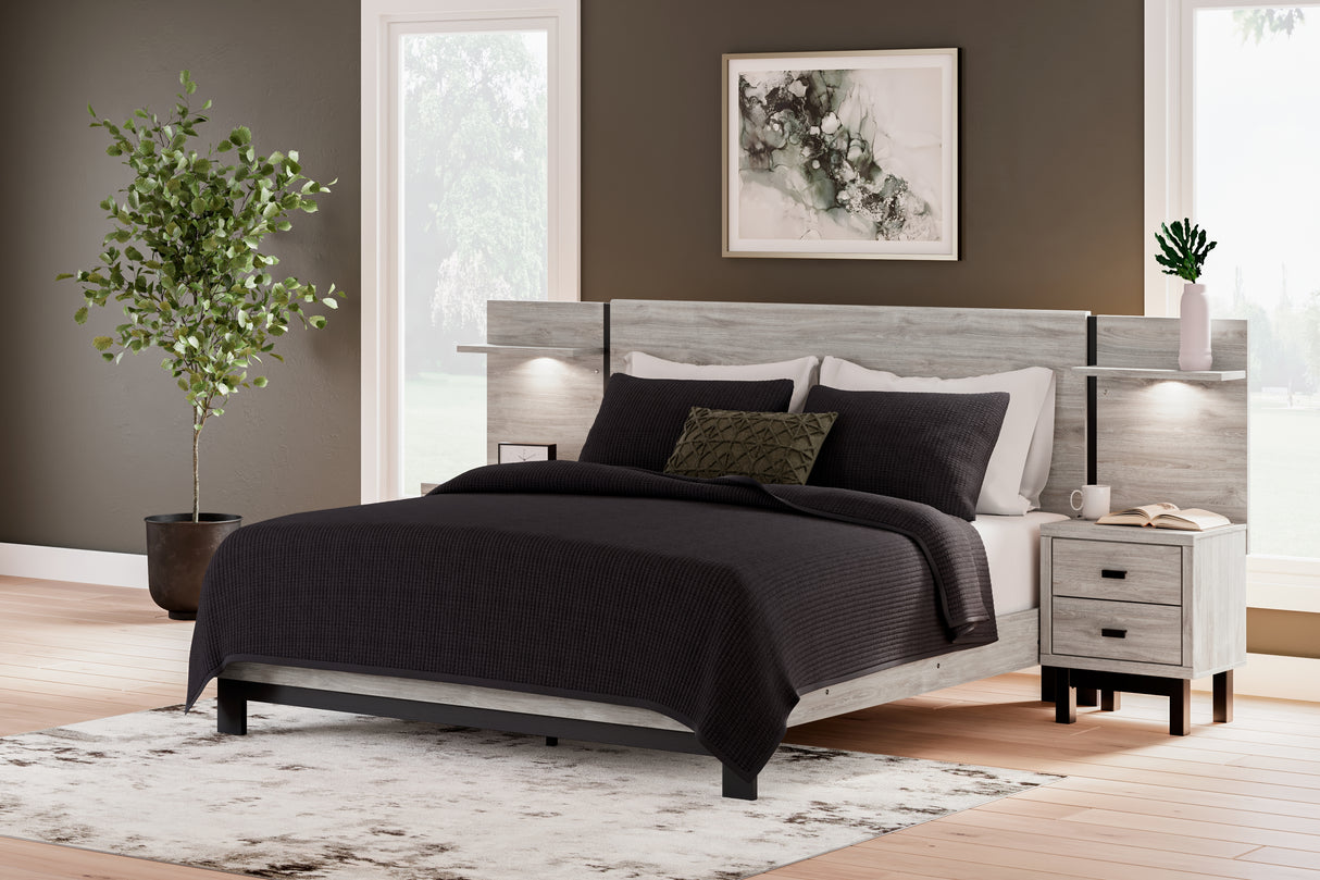 Furniture City - MS - Ashley Furniture - Vessalli Bedroom - King Panel Bed with Extensions / Gray - B1036B8