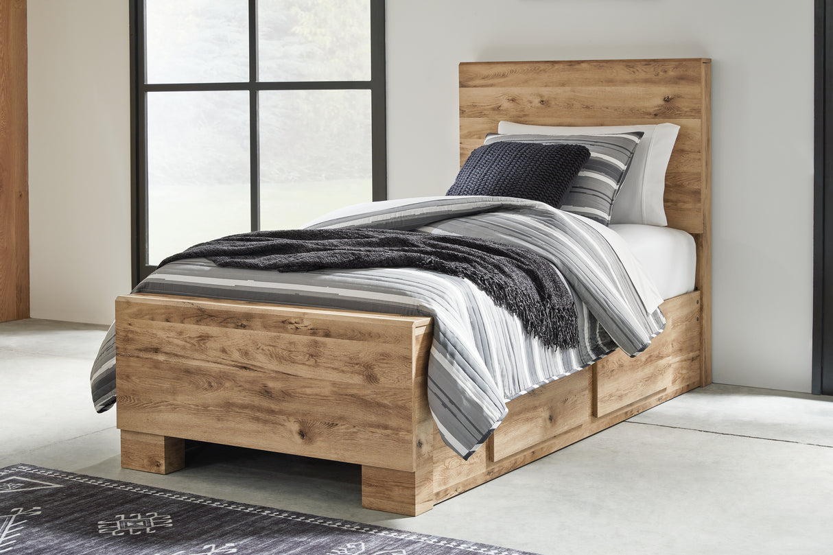 Furniture City - MS - Ashley Furniture - Hyanna Bedroom - Twin Panel Bed with 1 Side Storage / Tan Brown - B1050B24