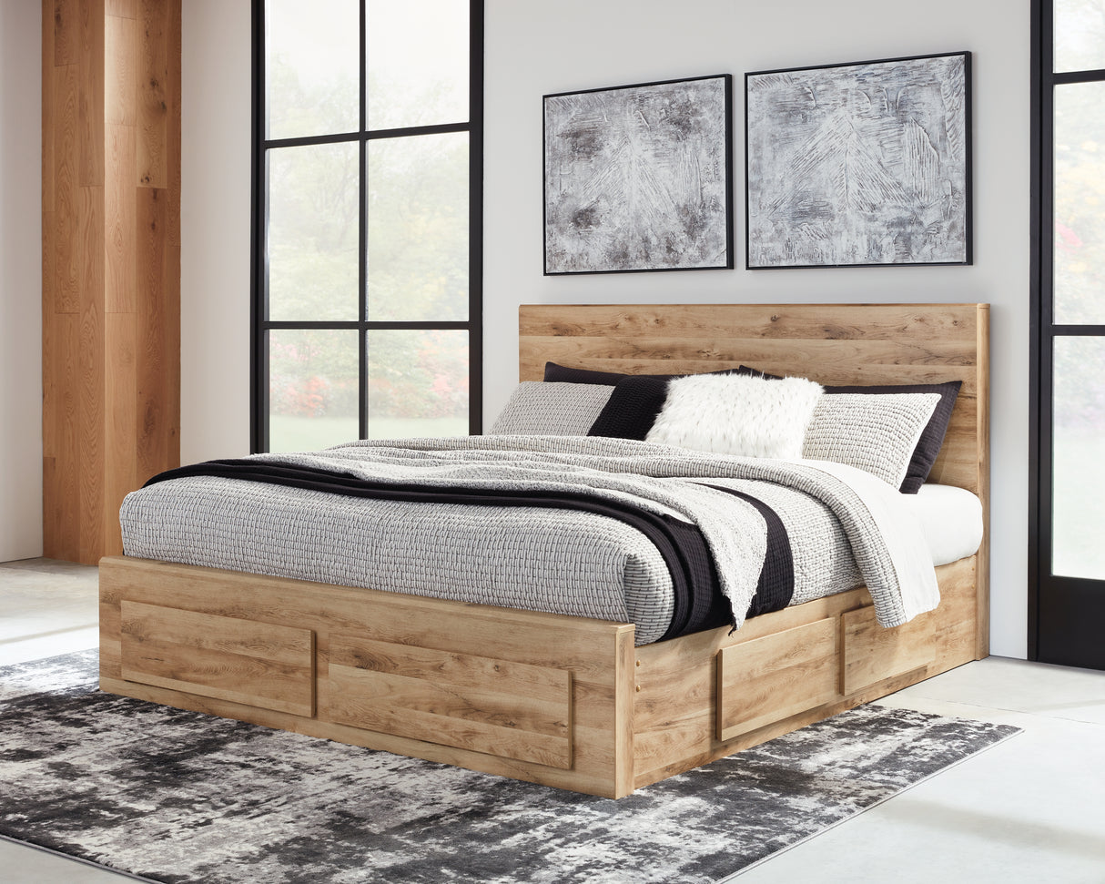 Furniture City - MS - Ashley Furniture - Hyanna Bedroom - King Panel Storage Bed with 2 Under Bed Storage Drawers / Tan Brown - B1050B13