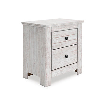 Furniture City - MS - Ashley Furniture - Makidern Bedroom - Two Drawer Night Stand / Whitewash - PCB1171-92