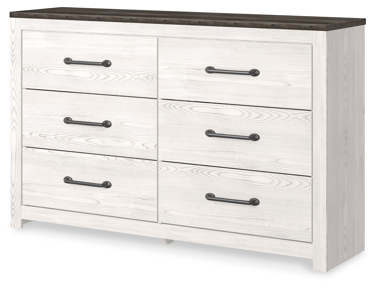 Furniture City - MS - Ashley Furniture - Gerridan Bedroom - Six Drawer Dresser / White/Gray - B1190-31