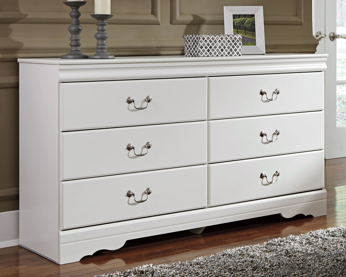 Furniture City - MS - Ashley Furniture - Anarasia Bedroom - Six Drawer Dresser / White - B129-31