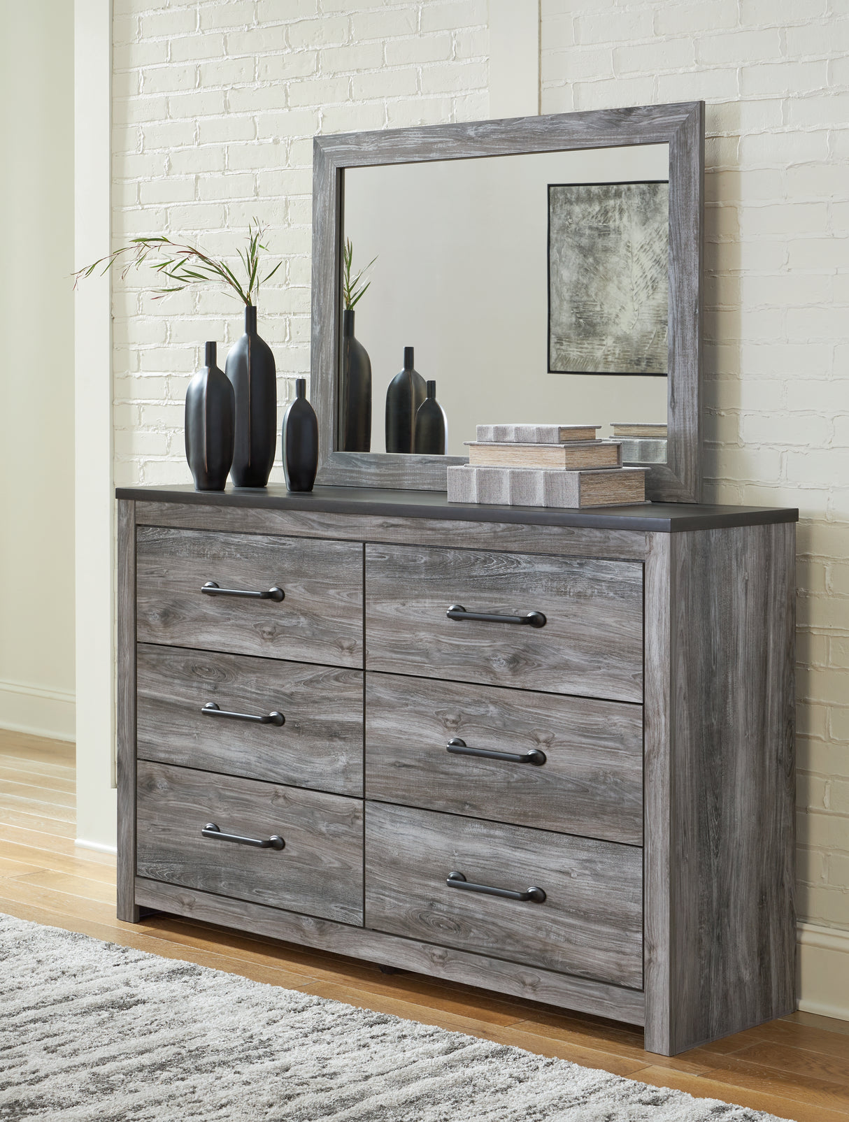 Furniture City - MS - Ashley Furniture - Bronyan Bedroom - Dresser and Mirror / Dark Gray - B1290B1