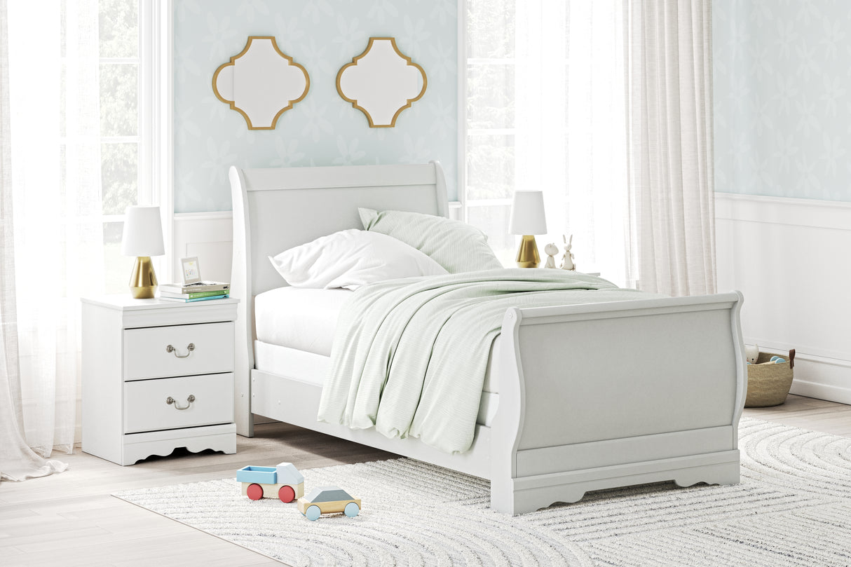 Furniture City - MS - Ashley Furniture - Anarasia Bedroom - Twin Sleigh Bed / White - B129B1