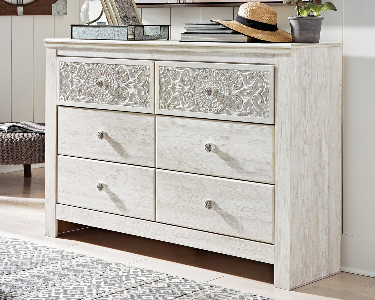 Furniture City - MS - Ashley Furniture - Paxberry Bedroom - Six Drawer Dresser / Whitewash - B181-31