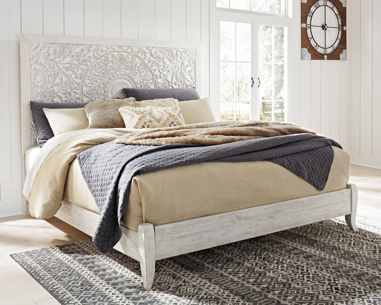 Furniture City - MS - Ashley Furniture - Paxberry Bedroom - King Panel Bed / Whitewash - B181B10