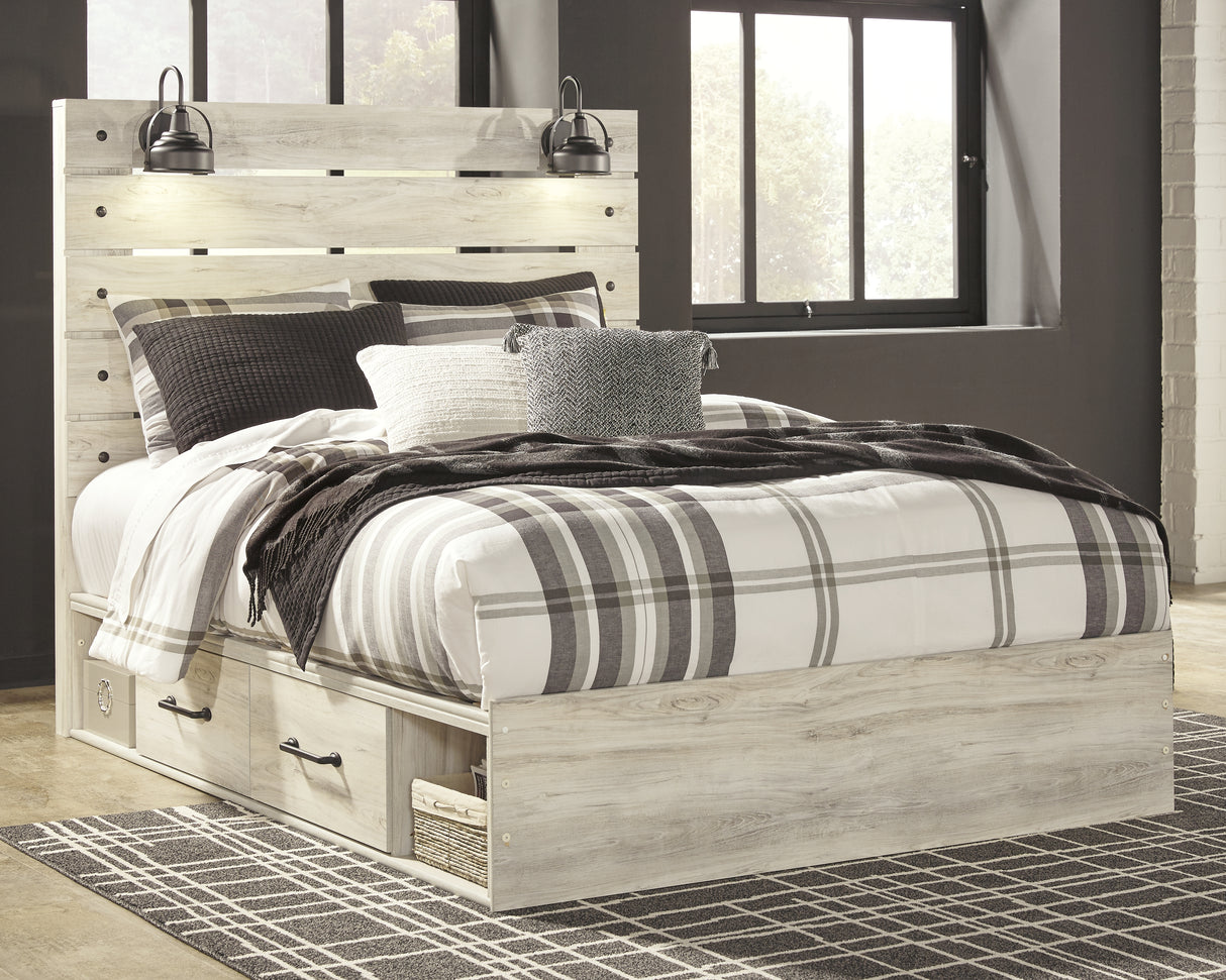Furniture City - MS - Ashley Furniture - Cambeck Bedroom - Queen Panel Bed with 2 Storage Drawers / Whitewash - B192B17