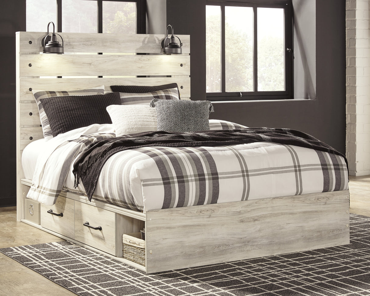 Furniture City - MS - Ashley Furniture - Cambeck Bedroom - Queen Panel Bed with 4 Storage Drawers / Whitewash - B192B24
