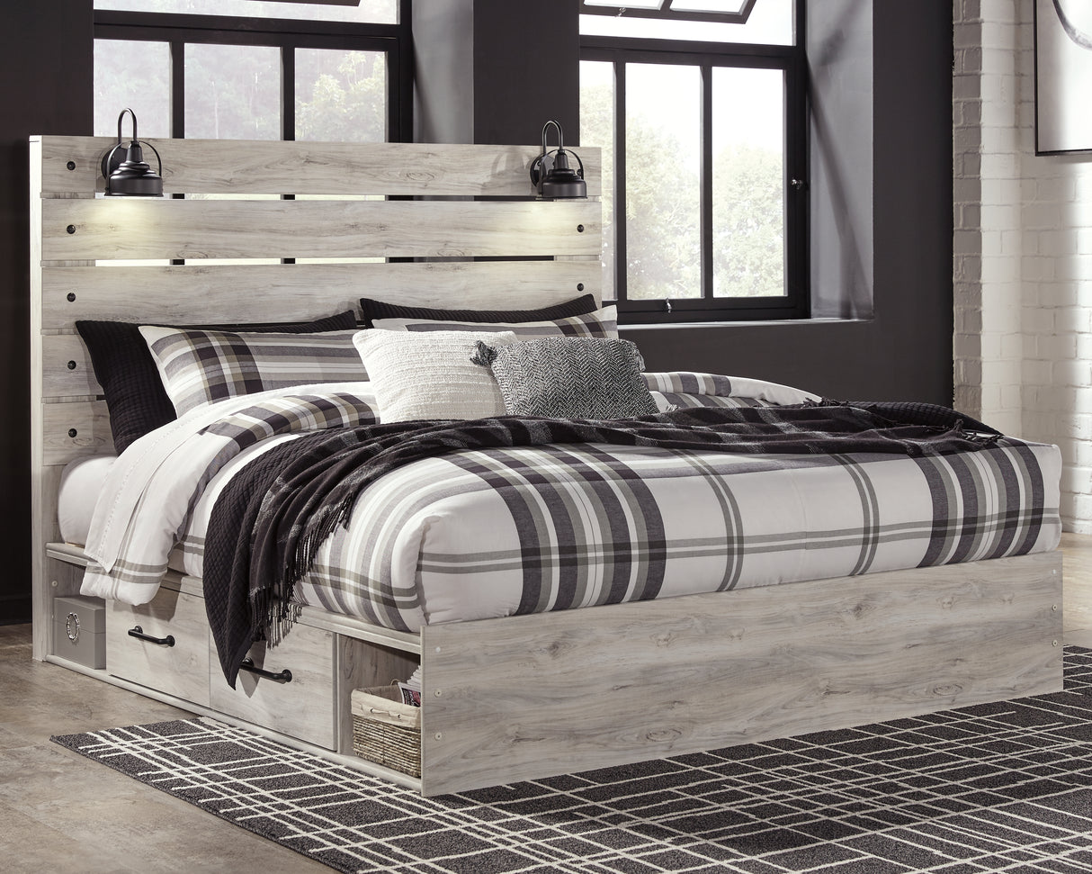 Furniture City - MS - Ashley Furniture - Cambeck Bedroom - King Panel Bed with 4 Storage Drawers / Whitewash - B192B27