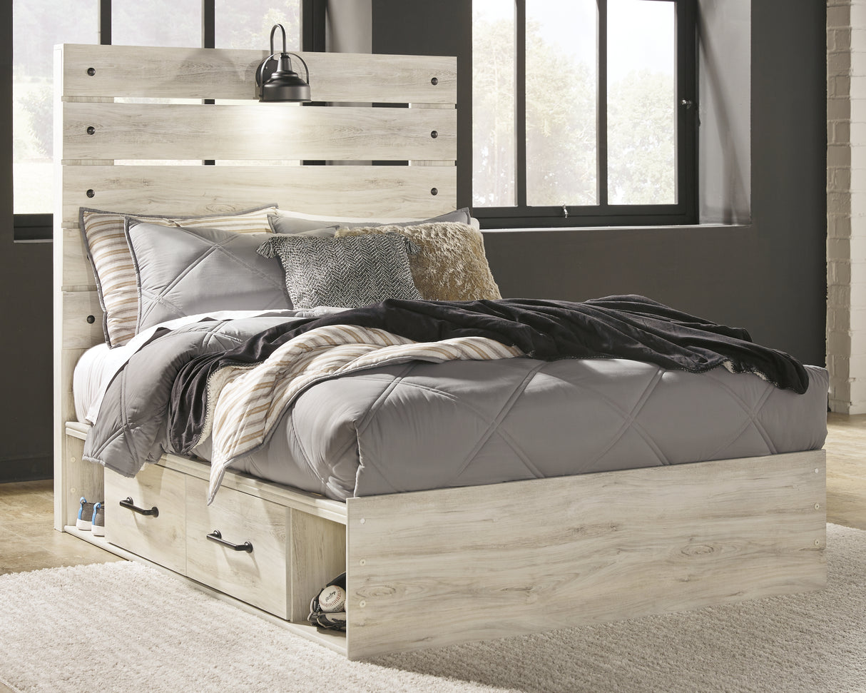 Furniture City - MS - Ashley Furniture - Cambeck Bedroom - Full Panel Bed with 4 Storage Drawers / Whitewash - B192B34
