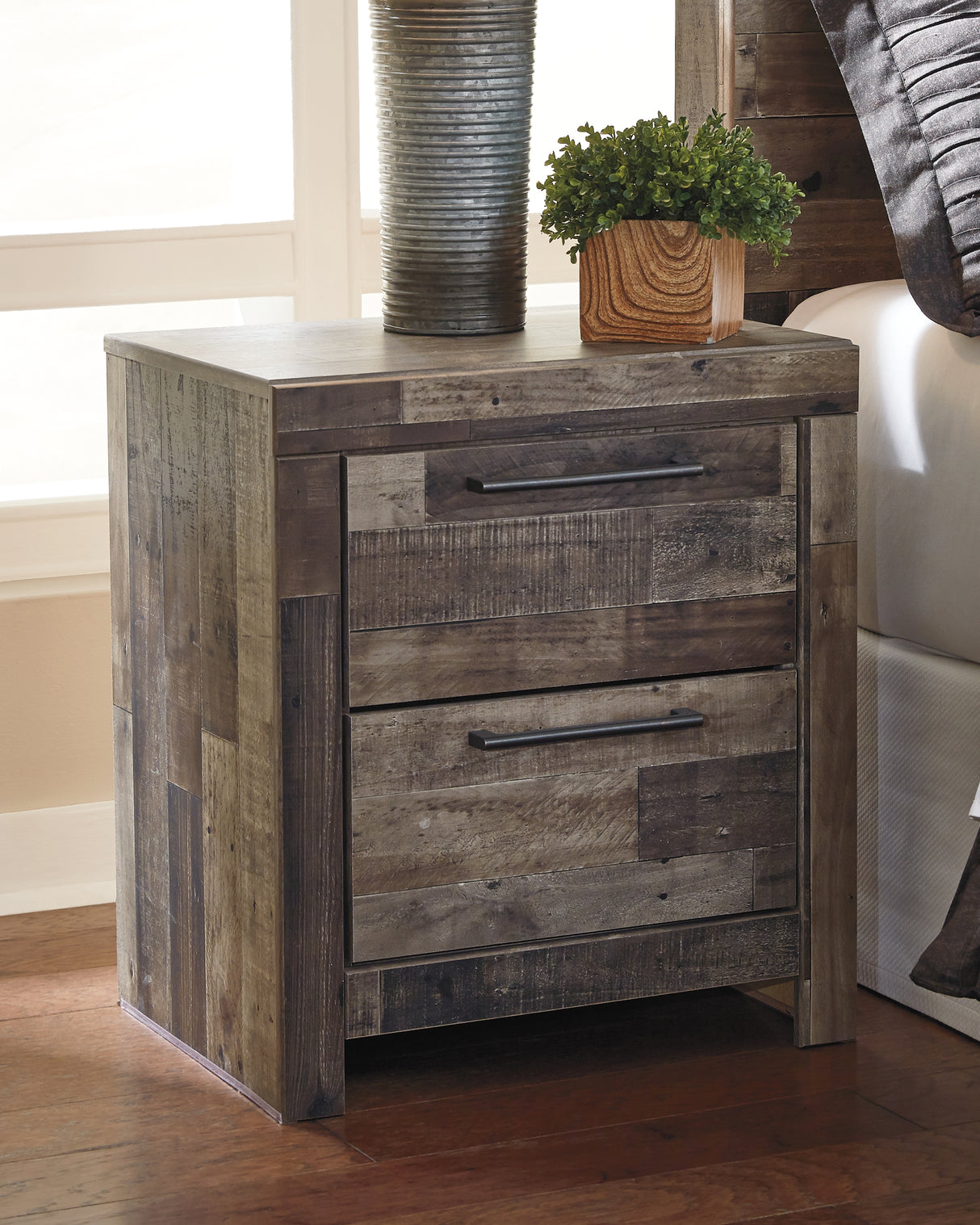 Furniture City - MS - Ashley Furniture - Derekson Bedroom - Two Drawer Night Stand / Multi Gray - B200-92