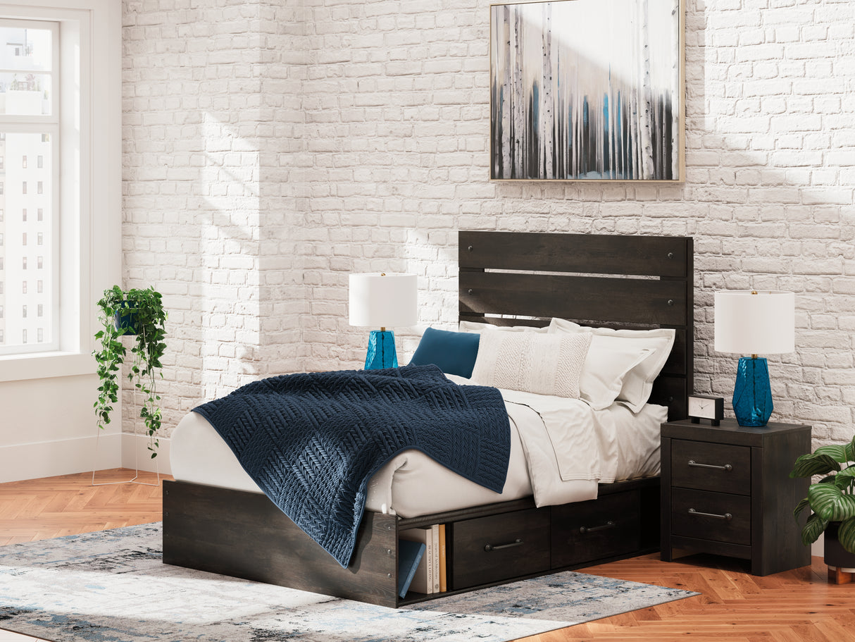 Furniture City - MS - Ashley Furniture - Hollivern Bedroom - Full Panel Storage Bed / Dark Gray - PCB2108B15