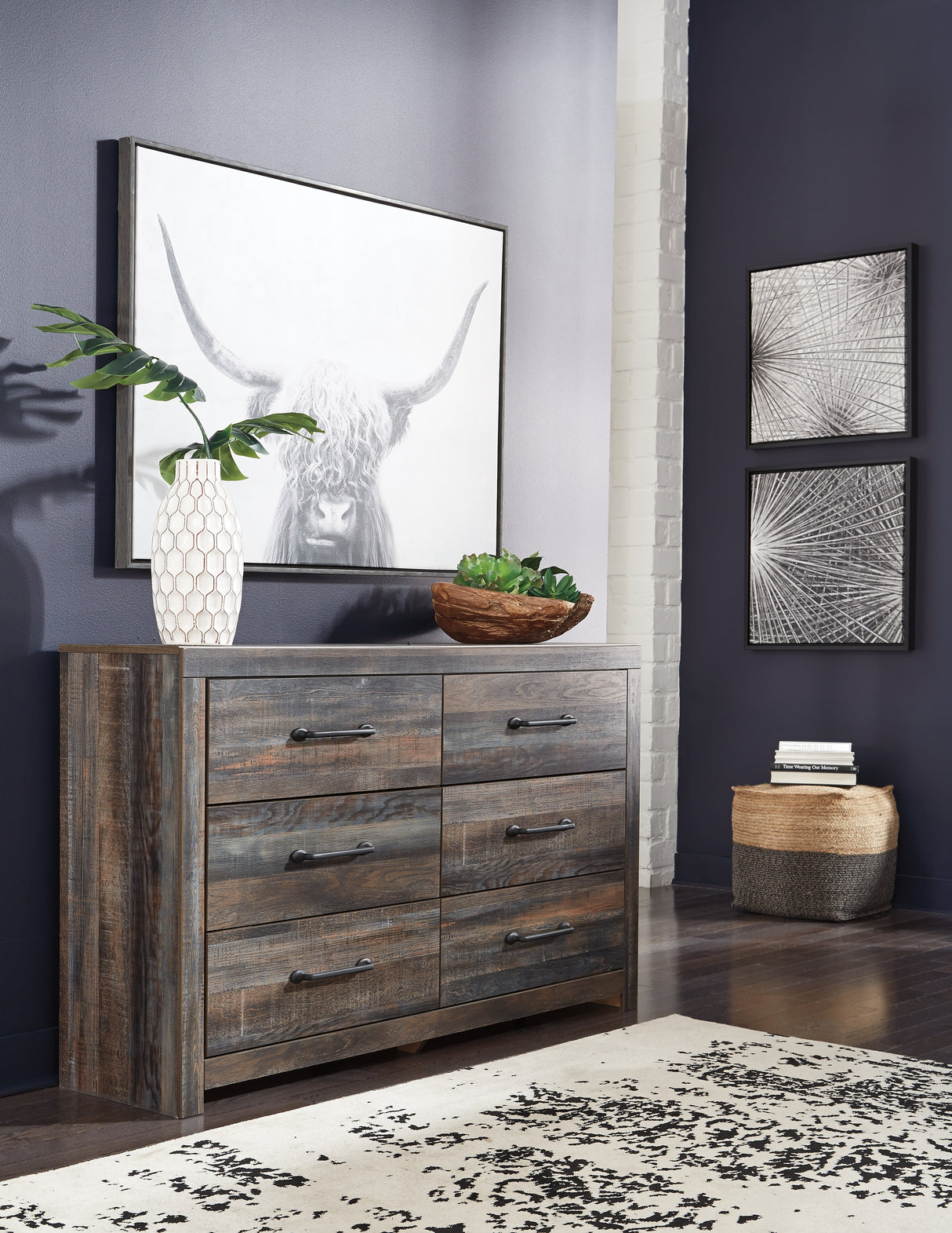 Furniture City - MS - Ashley Furniture - Drystan Bedroom - Six Drawer Dresser / Multi - B211-31