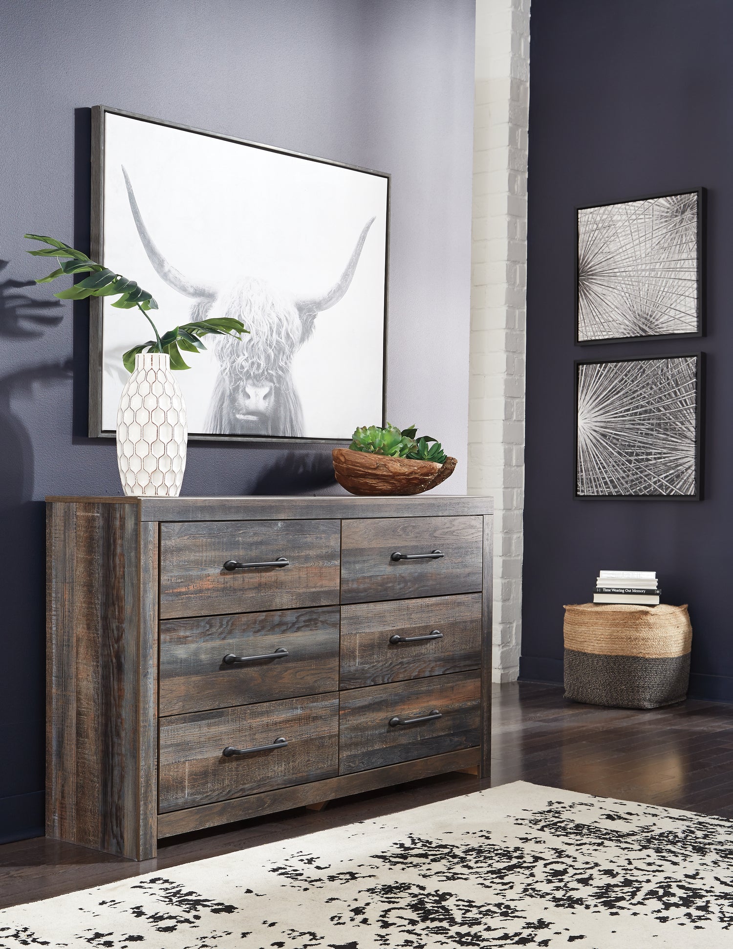 Furniture City - MS - Ashley Furniture - Drystan Bedroom - Six Drawer Dresser / Multi - B211-31