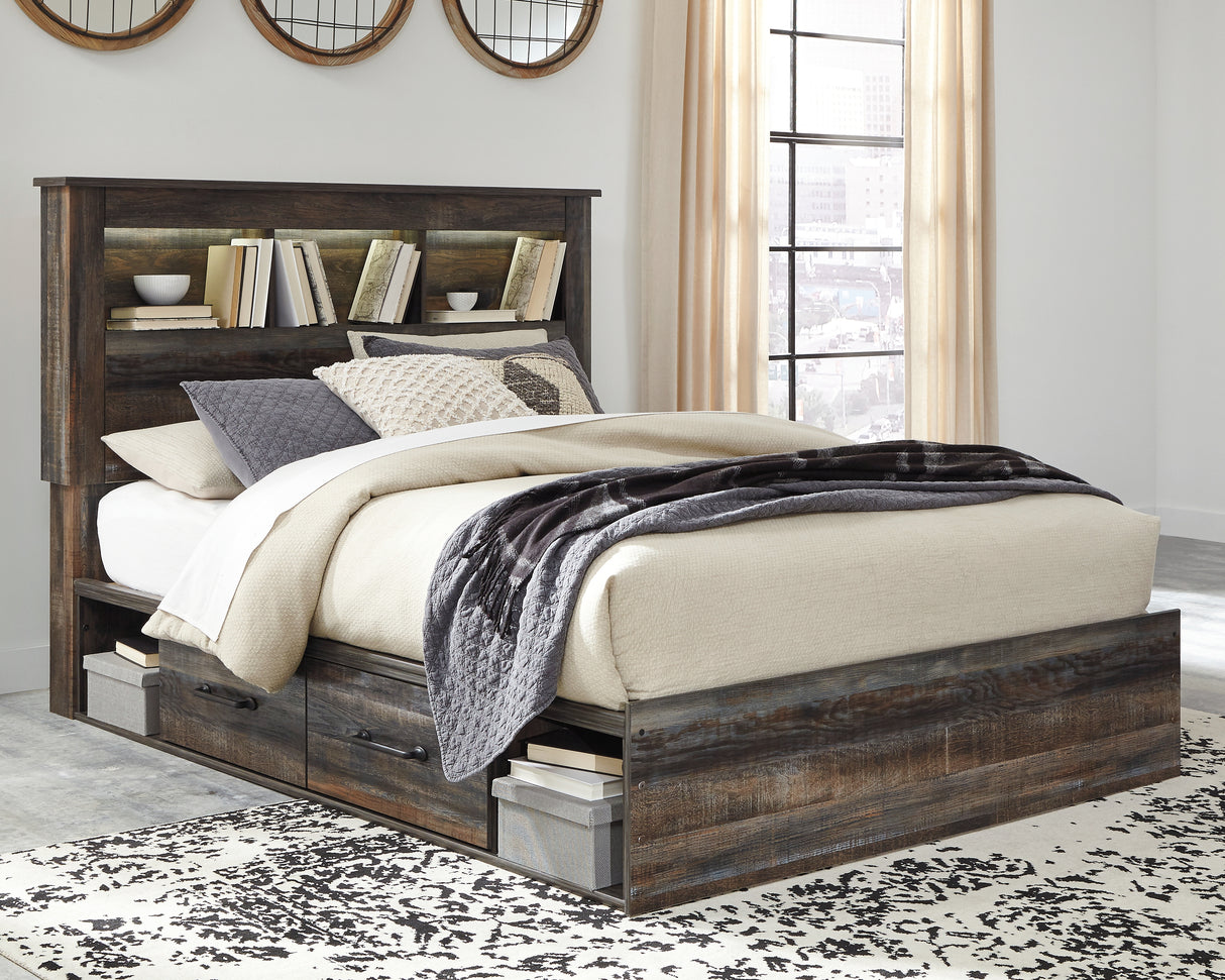 Furniture City - MS - Ashley Furniture - Drystan Bedroom - Queen Bookcase Bed with 4 Storage Drawers / Multi - B211B18