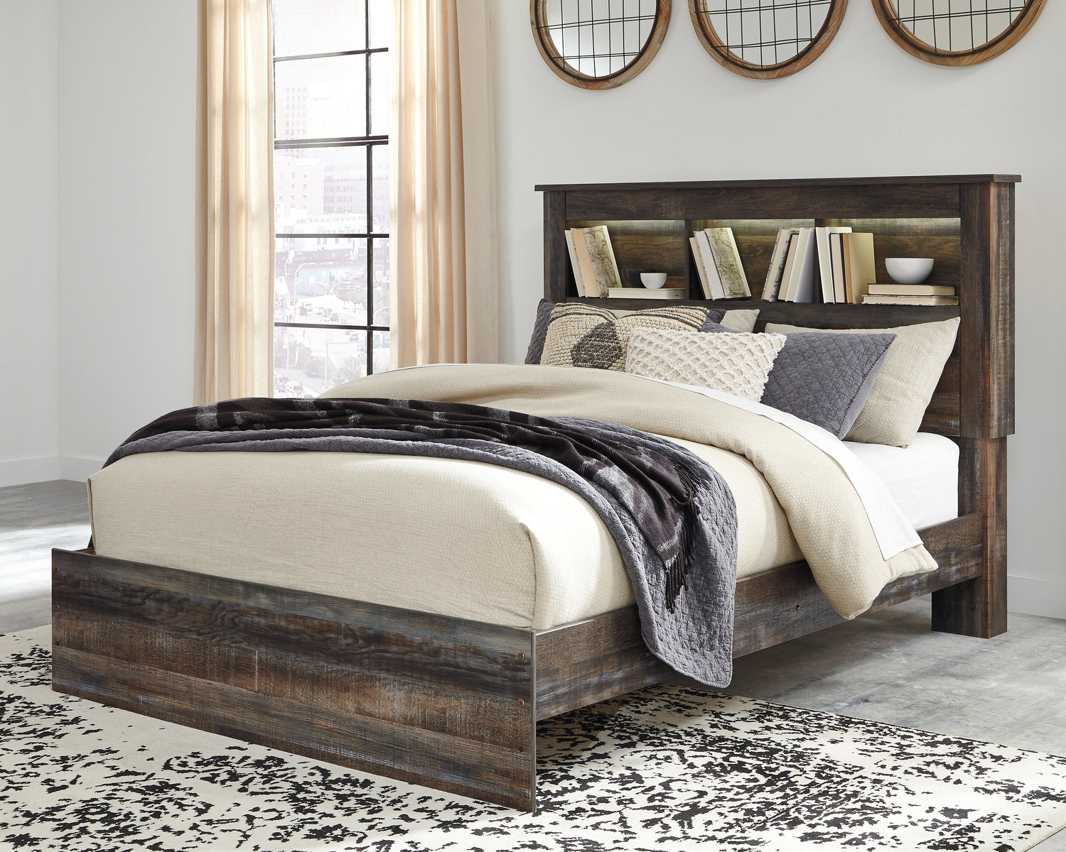 Furniture City - MS - Ashley Furniture - Drystan Bedroom - Queen Bookcase Bed / Multi - B211B16