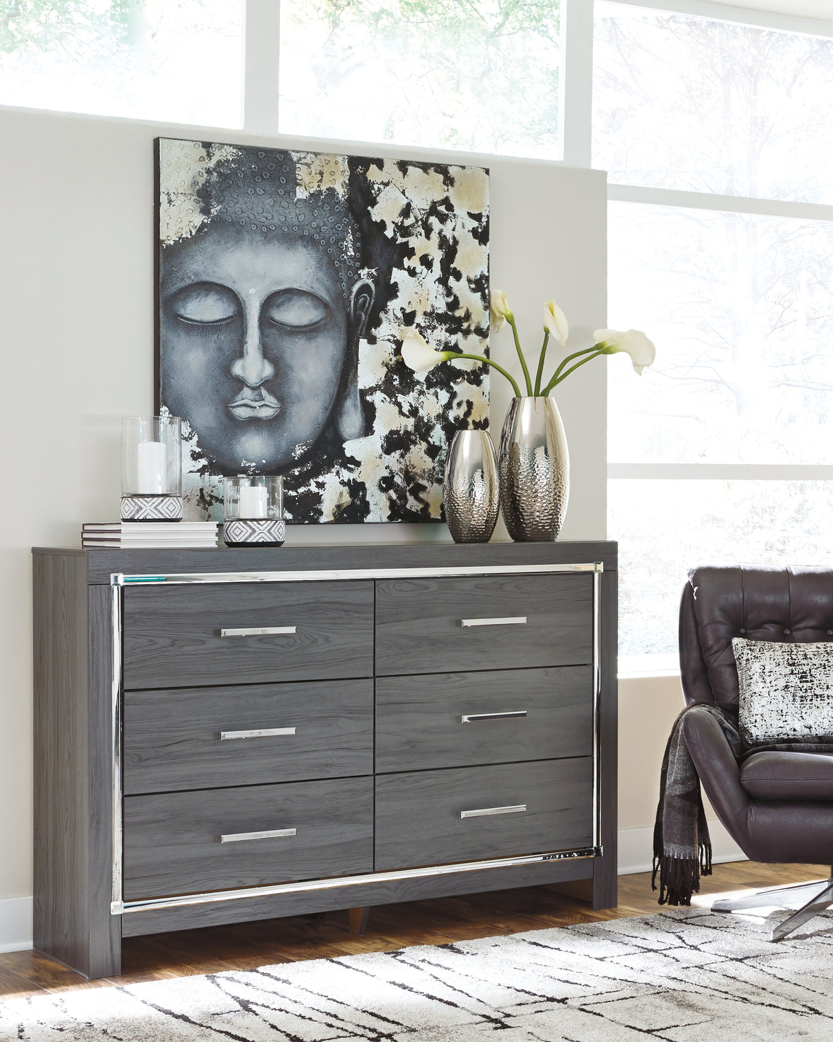 Furniture City - MS - Ashley Furniture - Lodanna Bedroom - Six Drawer Dresser / Gray - B214-31