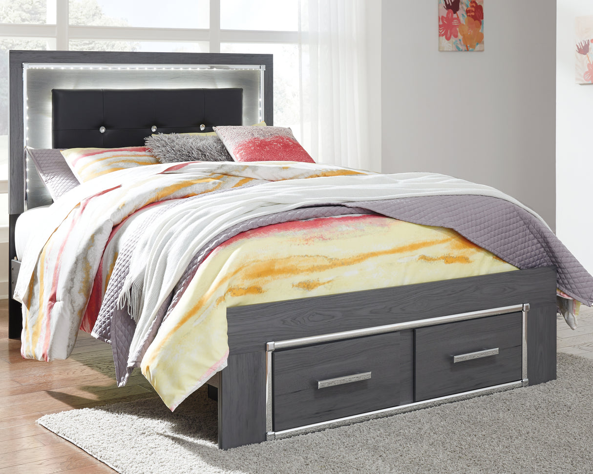 Furniture City - MS - Ashley Furniture - Lodanna Bedroom - Full Panel Bed with 2 Storage Drawers / Gray - B214B5