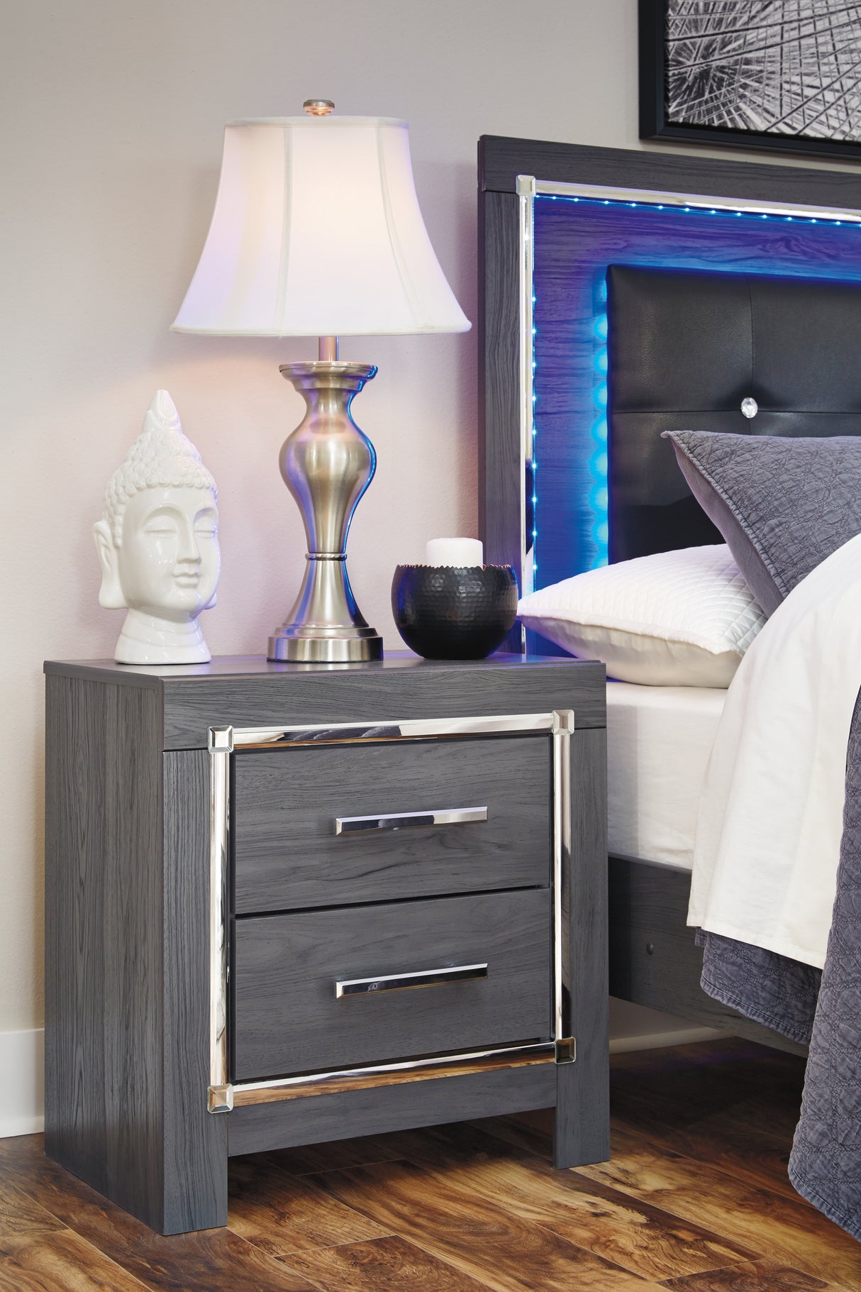 Furniture City - MS - Ashley Furniture - Lodanna Bedroom - Two Drawer Night Stand / Gray - B214-92