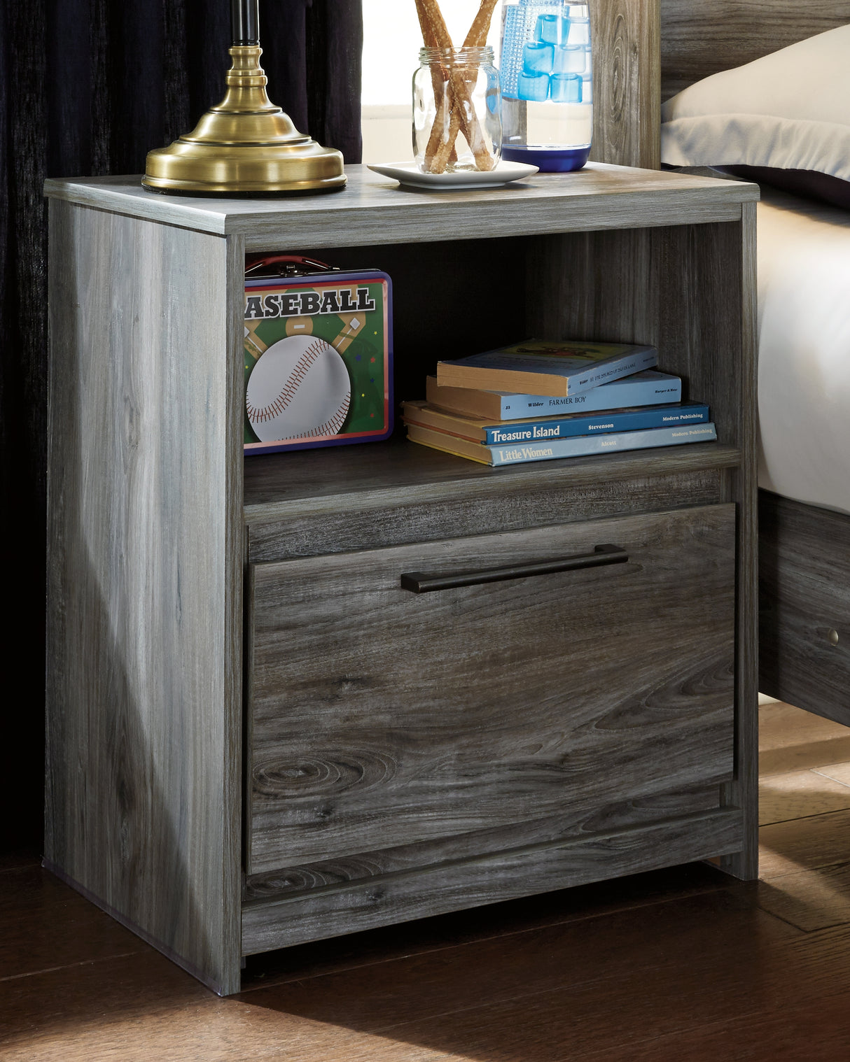 Furniture City - MS - Ashley Furniture - Baystorm Bedroom - One Drawer Night Stand / Gray - B221-91