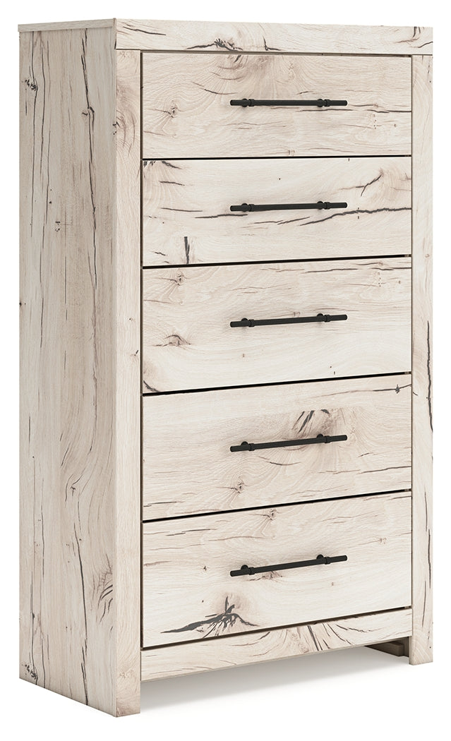 Furniture City - MS - Ashley Furniture - Lawroy Bedroom - Five Drawer Chest / Light Natural - B2310-46