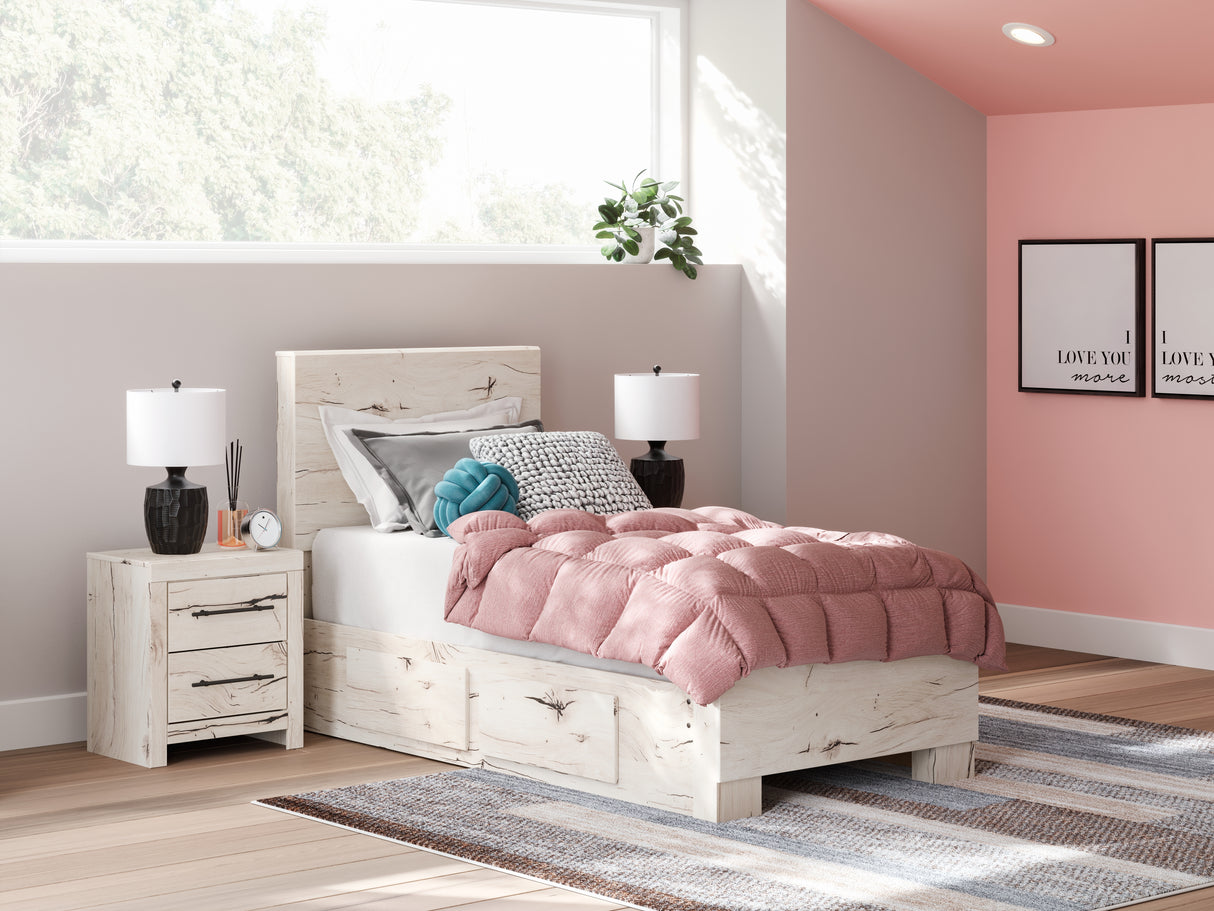 Furniture City - MS - Ashley Furniture - Lawroy Bedroom - Twin Panel Bed with Storage / Light Natural - B2310B23
