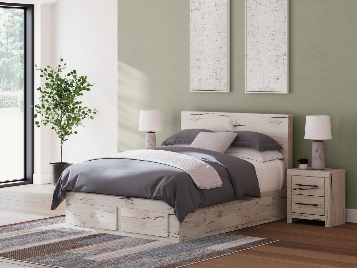 Furniture City - MS - Ashley Furniture - Lawroy Bedroom - Queen Panel Storage Bed / Light Natural - B2310B9