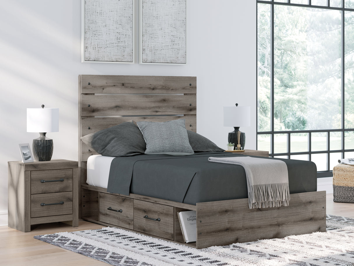 Furniture City - MS - Ashley Furniture - Graystorm Bedroom - Full Panel Bed with Storage / Brown Gray - PCB2405B17